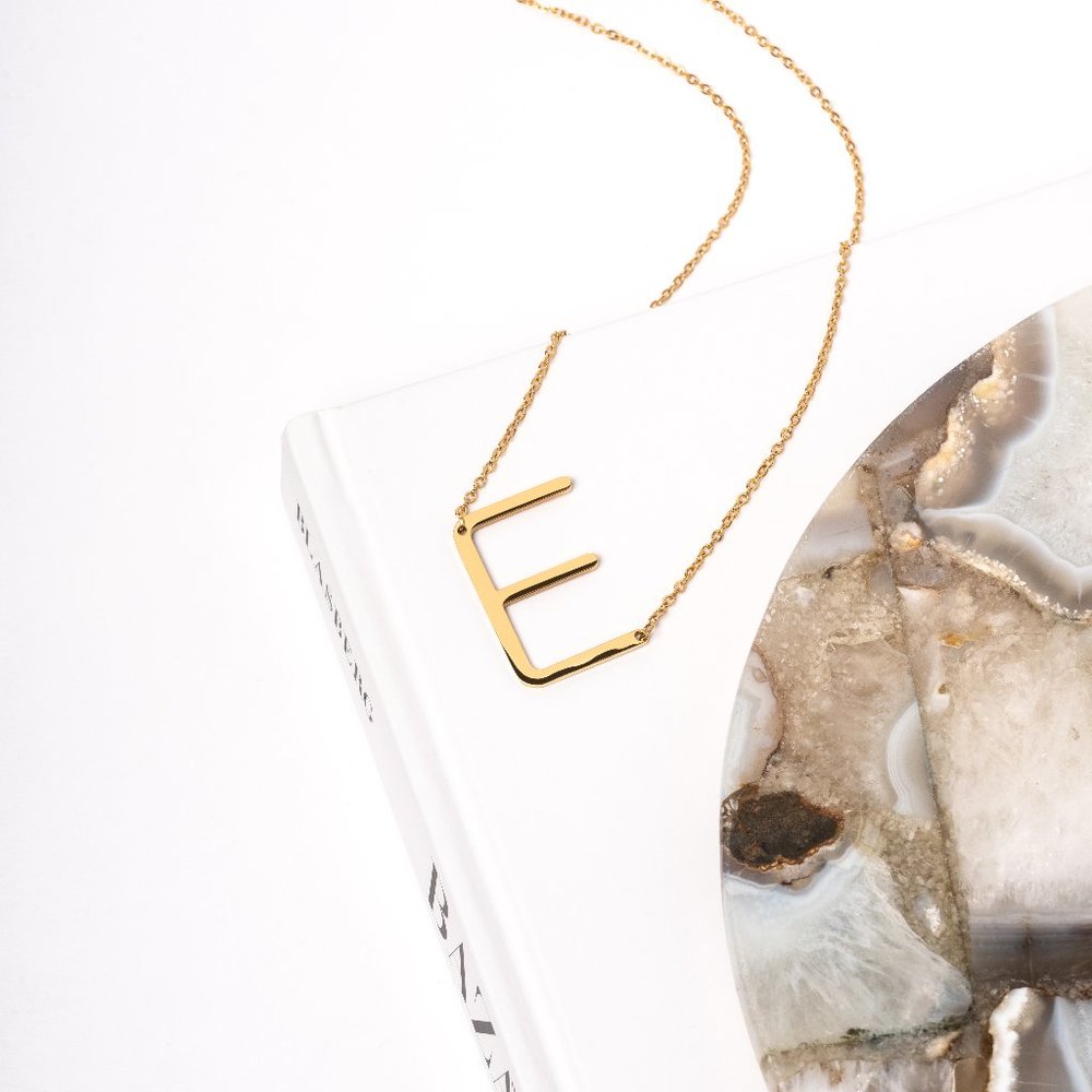 Letter E Pendant necklace in Stainless Steel